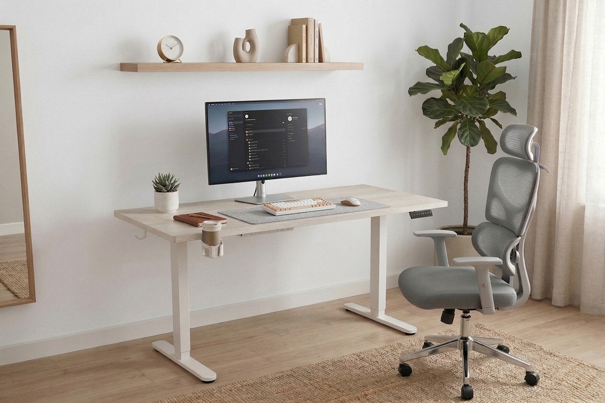 Ergolux Electric Dual Motor Standing Desk 180 x 80cm (Oak/White)