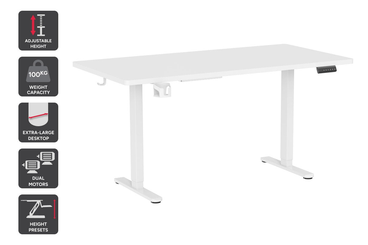 Ergolux Electric Dual Motor Standing Desk 180 x 80cm (White/White)