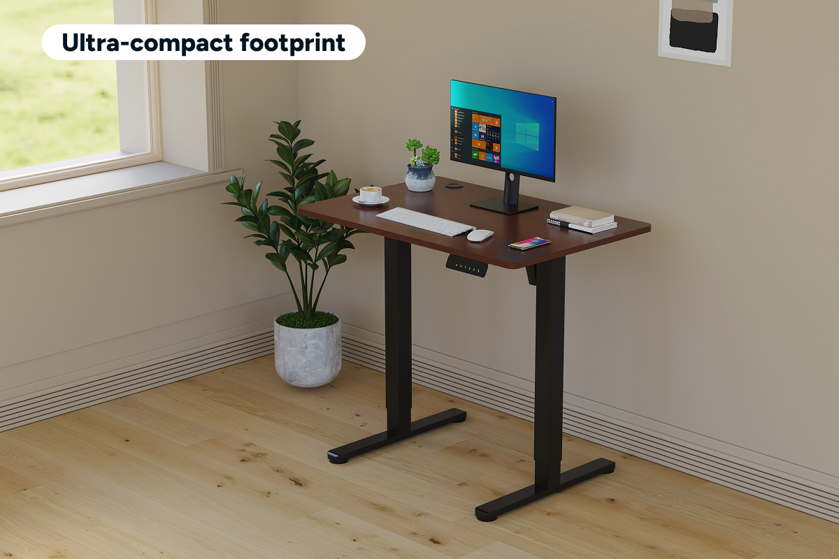 Ergolux Electric Standing Desk 90 x 60cm (Walnut/Black)