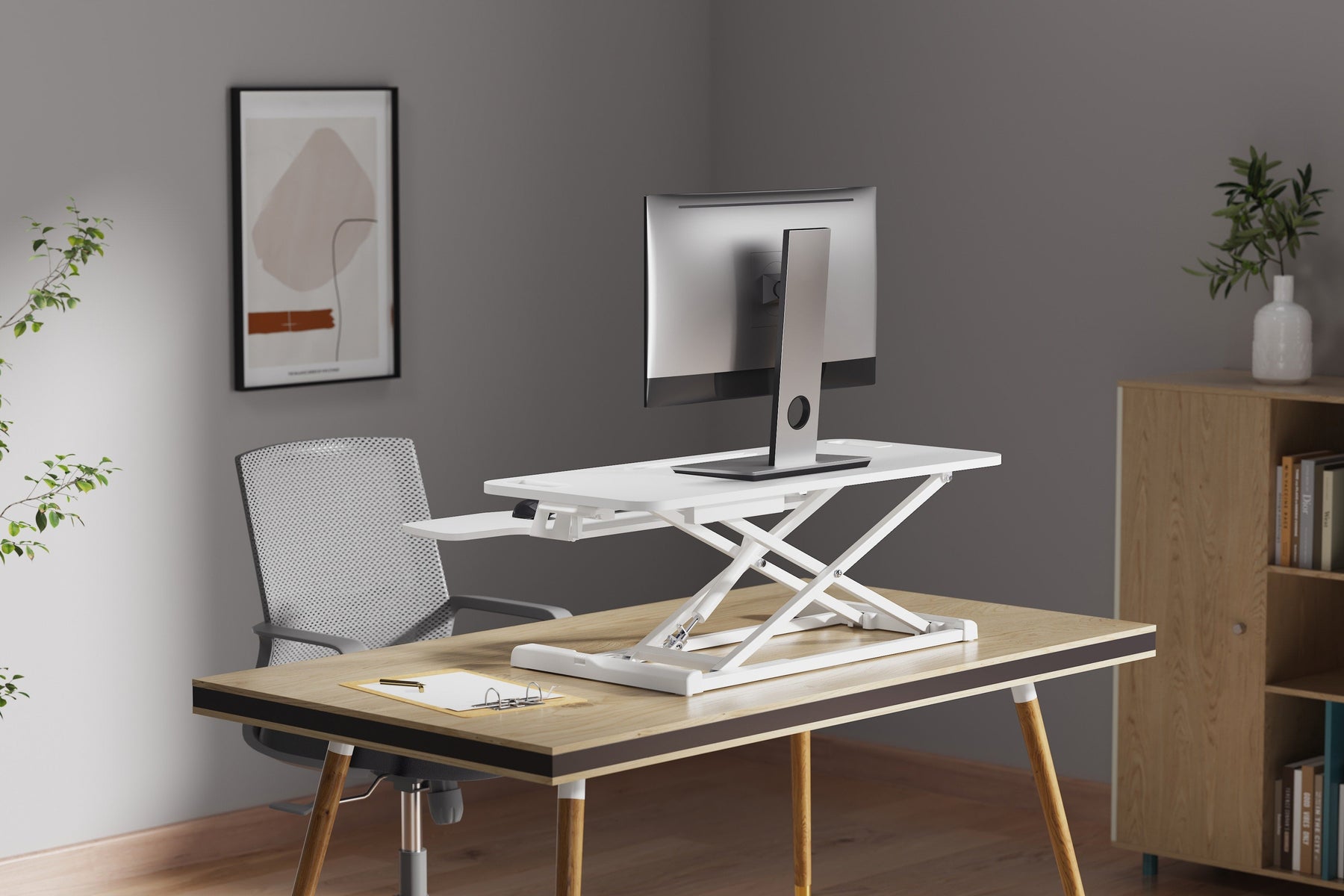Ergolux Pro Height Adjustable Sit Stand Desk Riser 95cm (White)