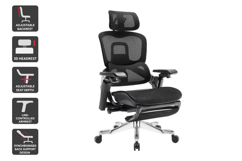 Ergolux Elite Ergonomic Office Chair with Footrest (Black)