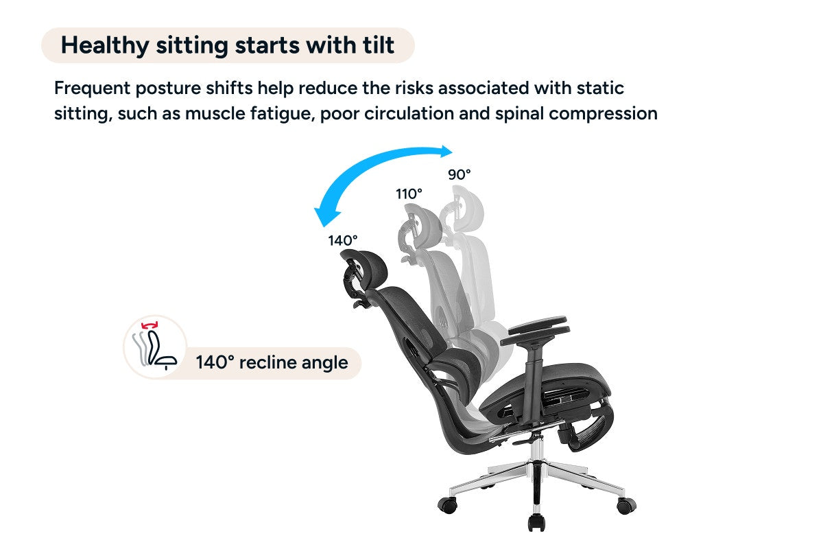Ergolux Plus Ergonomic Mesh Office Chair with Footrest (Black)