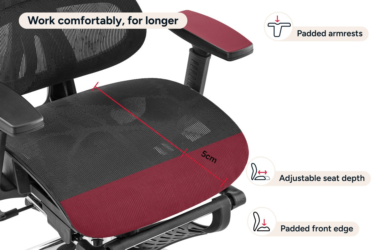 Ergolux Plus Ergonomic Mesh Office Chair with Footrest (Black)