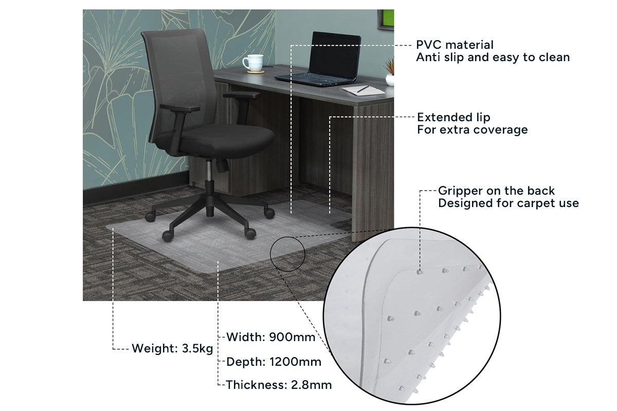 Ergolux Heavy Duty Office Chair Mat for 10mm Carpet (900 x 1200mm)