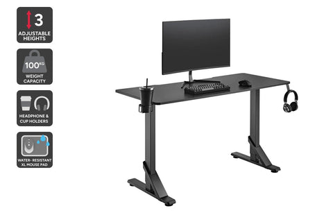 Ergolux Heavy Duty Height Adjustable Desk 136cm x 60cm (Black)