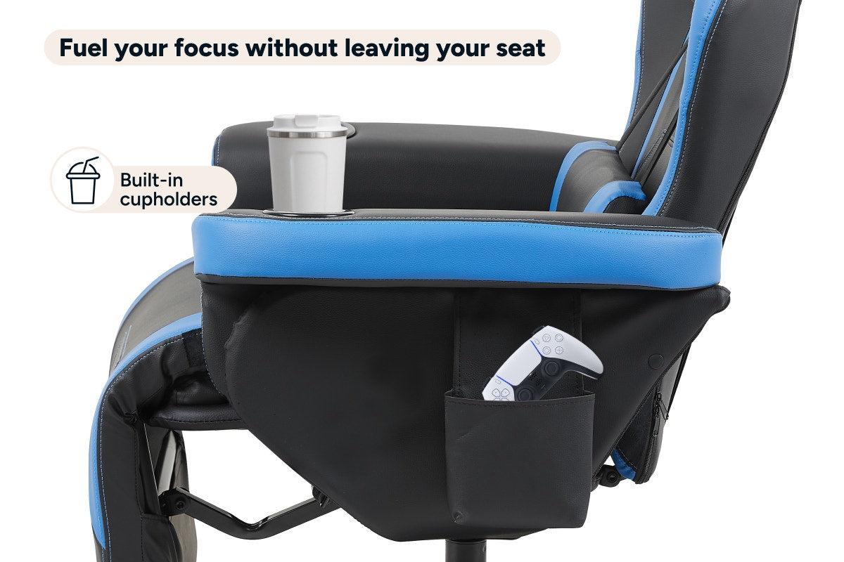 Ergolux Hotshot Recliner Gaming Office Chair (Black/Blue)