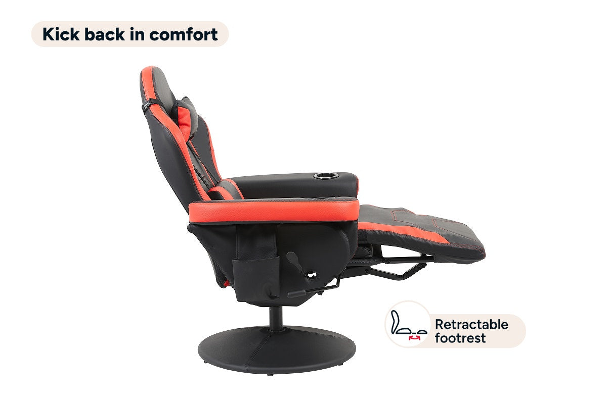 Ergolux Hotshot Recliner Gaming Office Chair (Black/Red)
