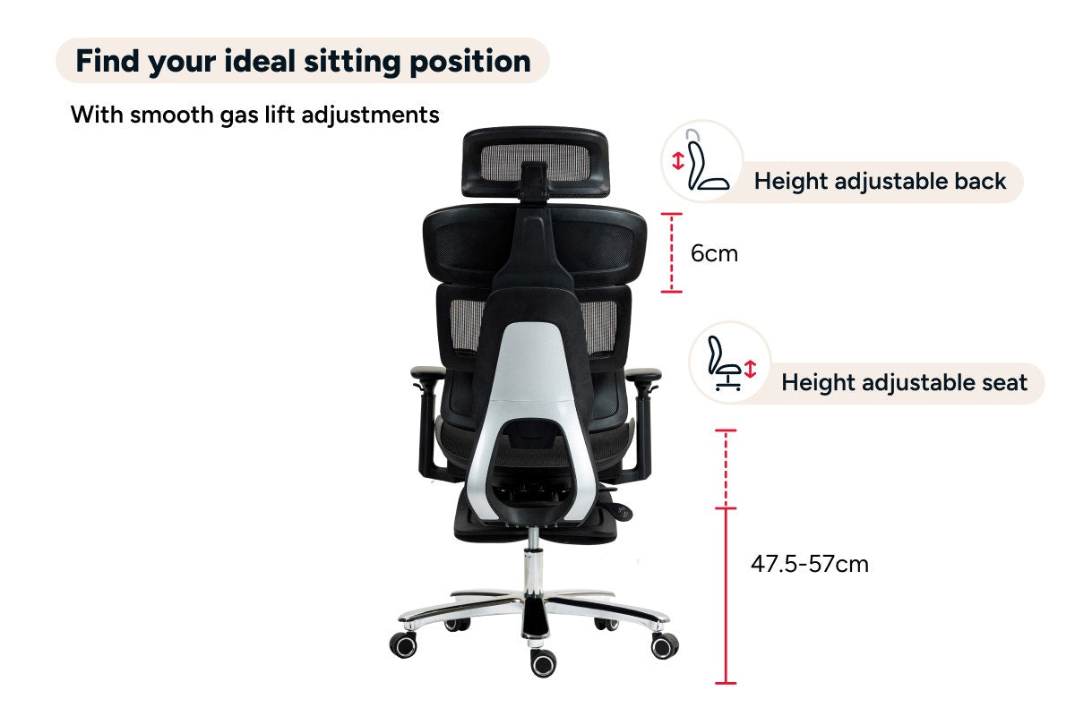 Ergolux Pro Max Ergonomic Mesh Office Chair with Footrest (Black)