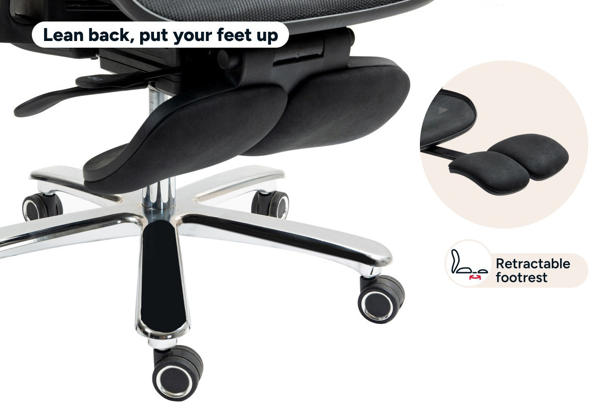 Ergolux Pro Max Ergonomic Mesh Office Chair with Footrest (Black)