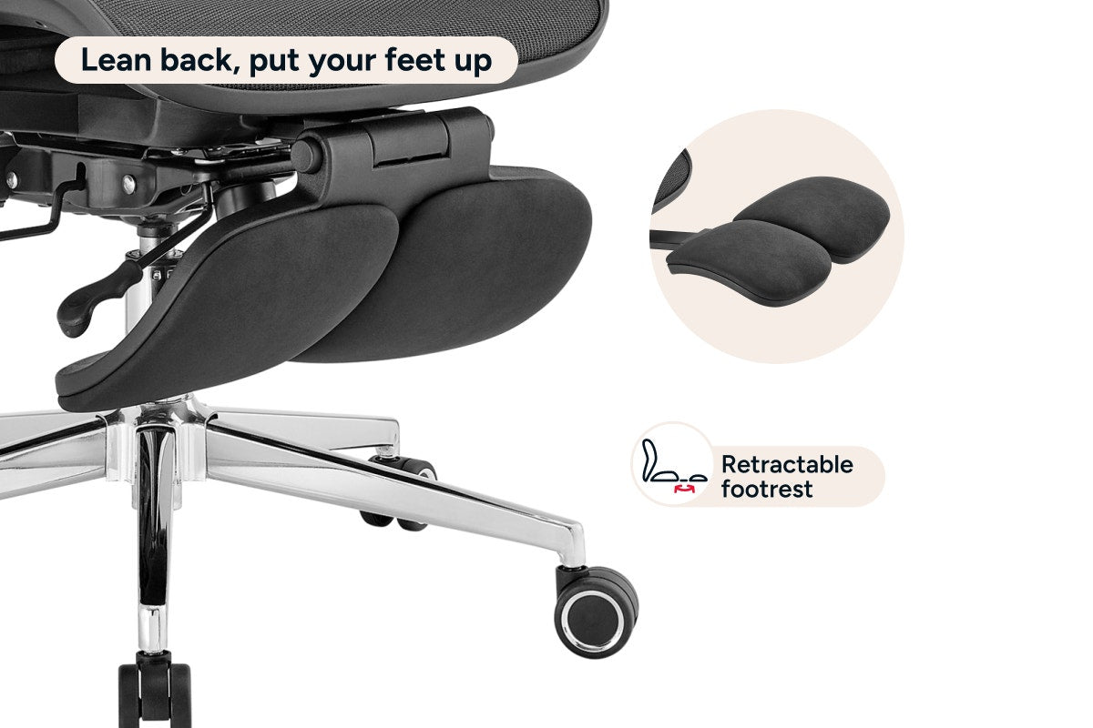 Ergolux Pro Max Ergonomic Mesh Office Chair with Footrest (Black)
