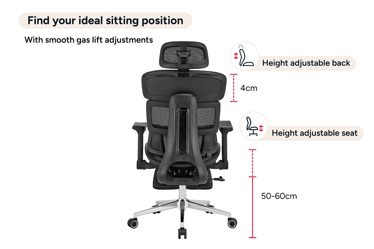 Ergolux Pro Max Ergonomic Mesh Office Chair with Footrest (Black)