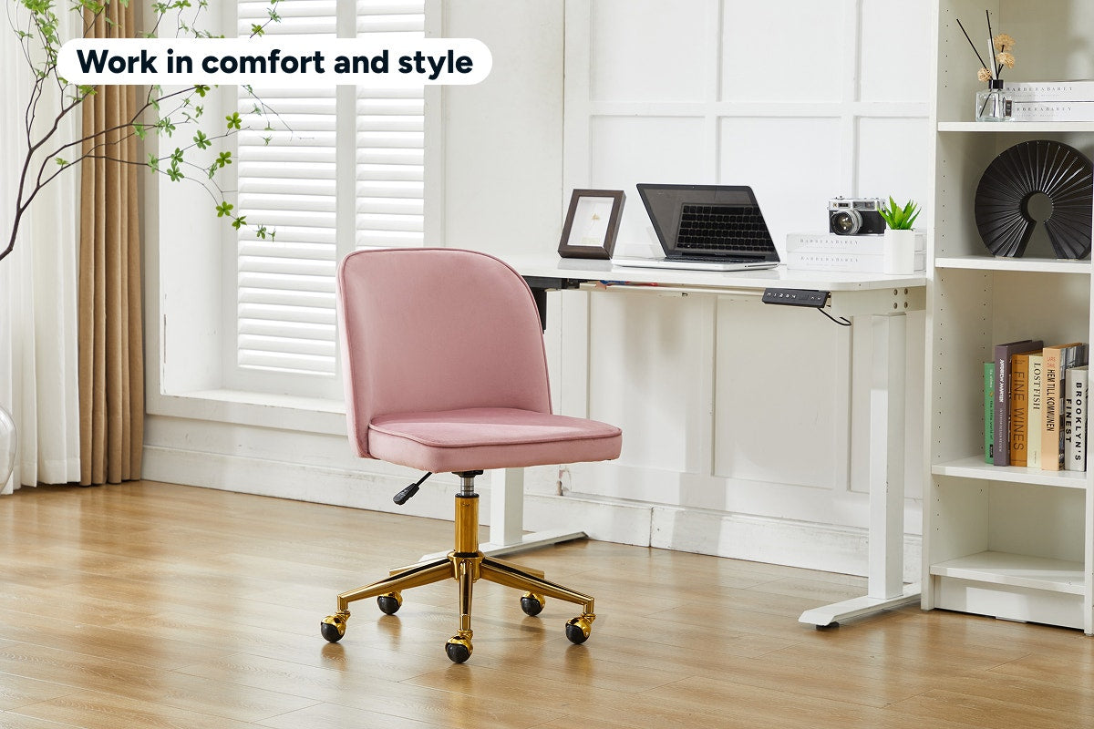 Ovela Monty Velvet Office Chair (Blush)