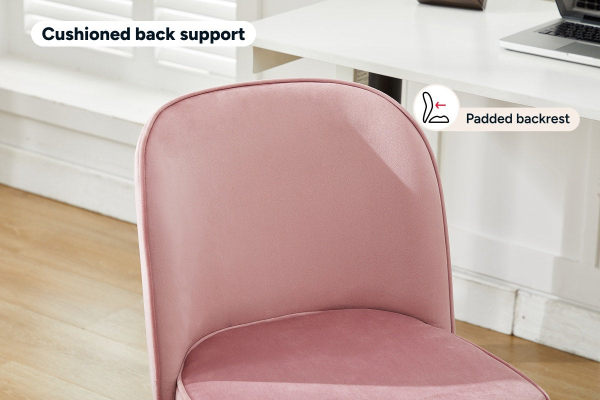 Ovela Monty Velvet Office Chair (Blush)