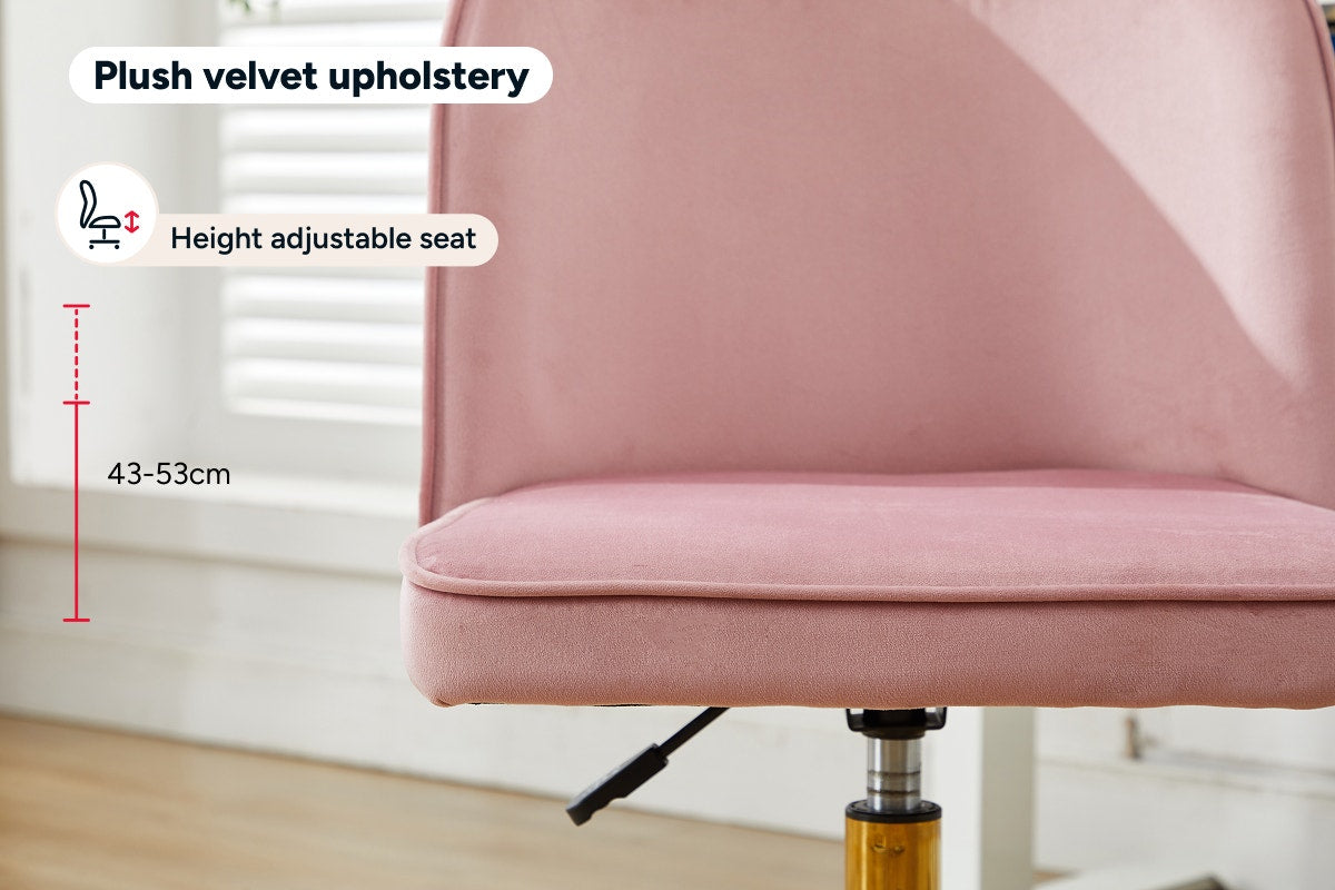 Ovela Monty Velvet Office Chair (Blush)