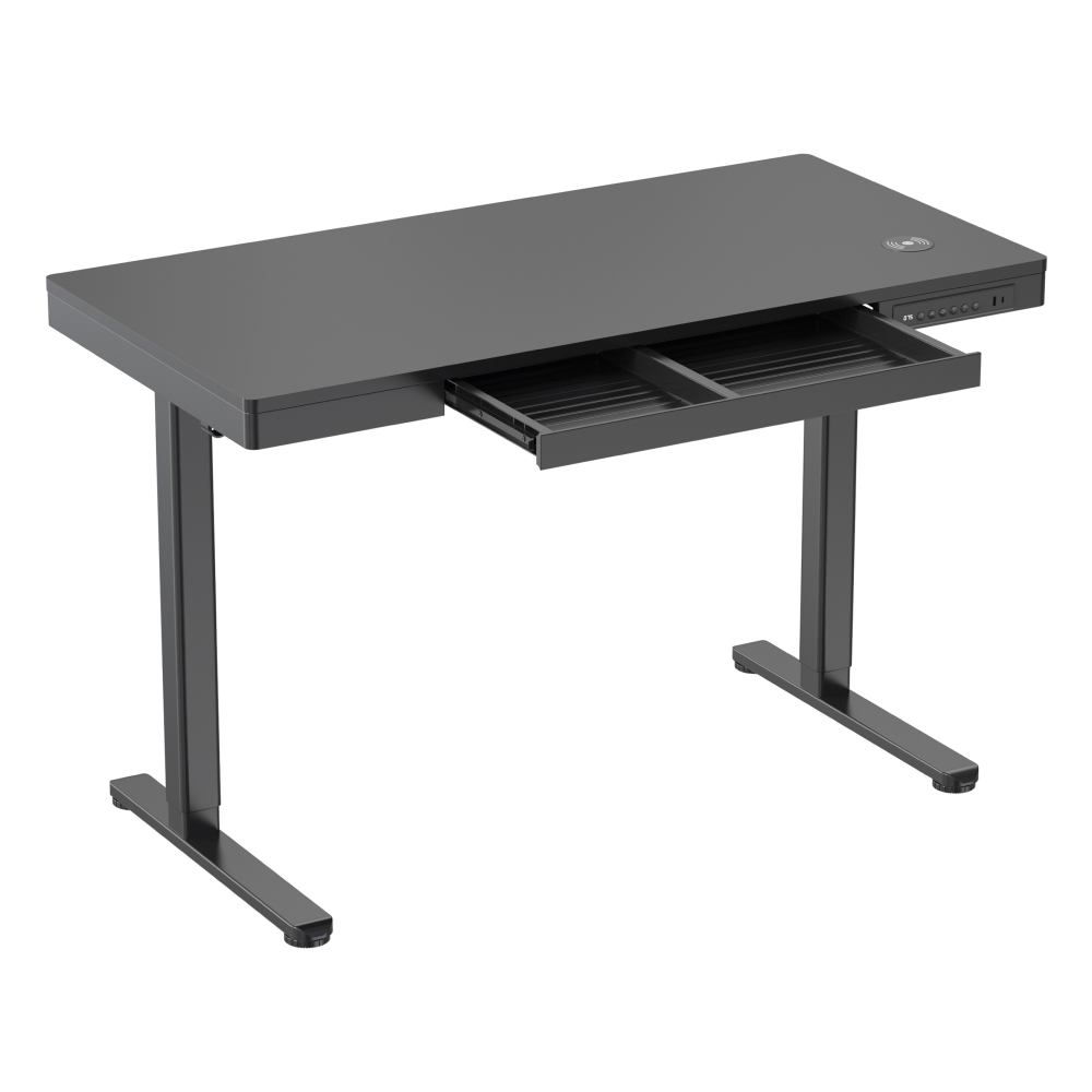 Ergolux Electric Standing Desk with Drawer 120 x 60cm (Black/Black)