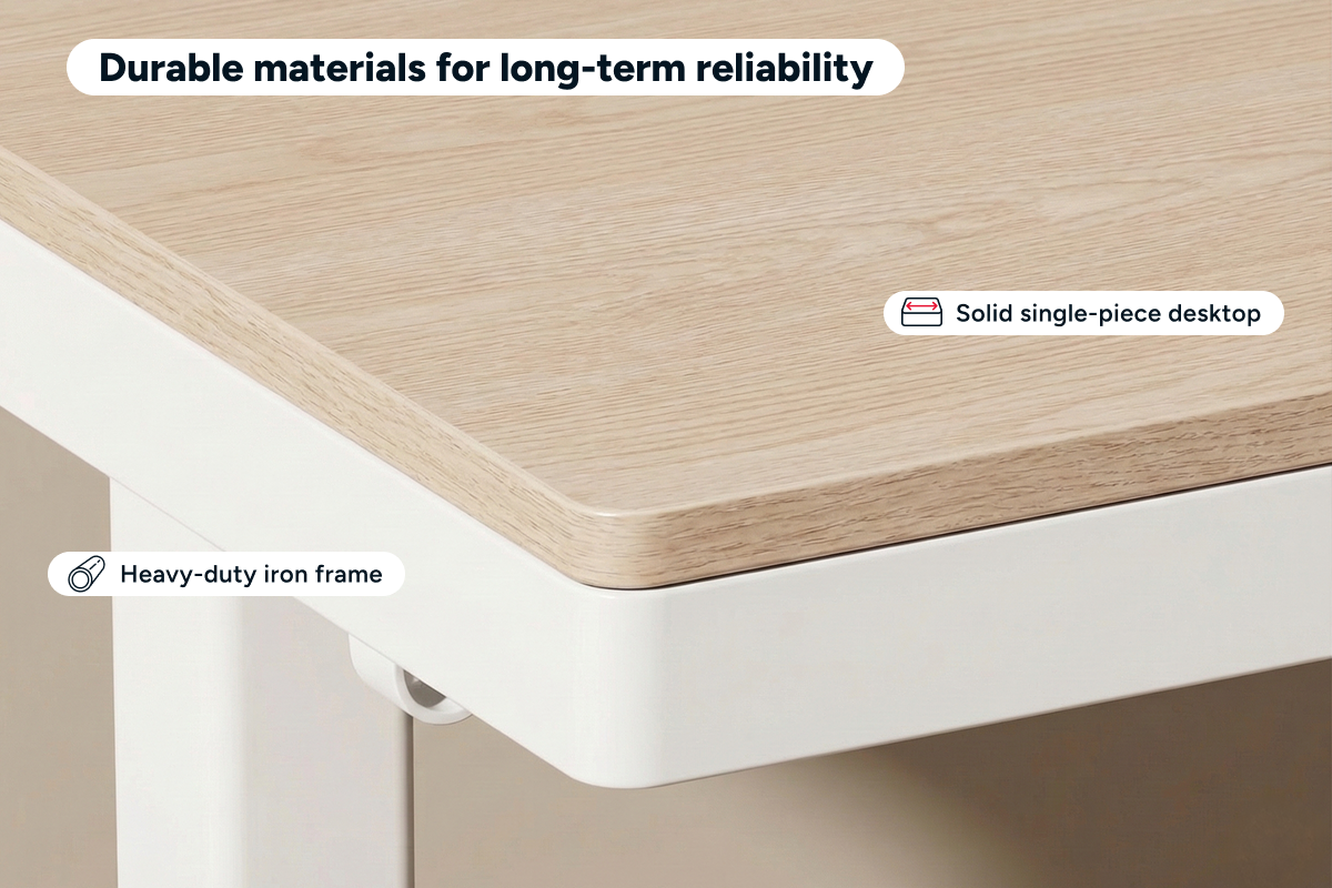 Ergolux Electric Standing Desk with Drawer 120 x 60cm (Oak/White)