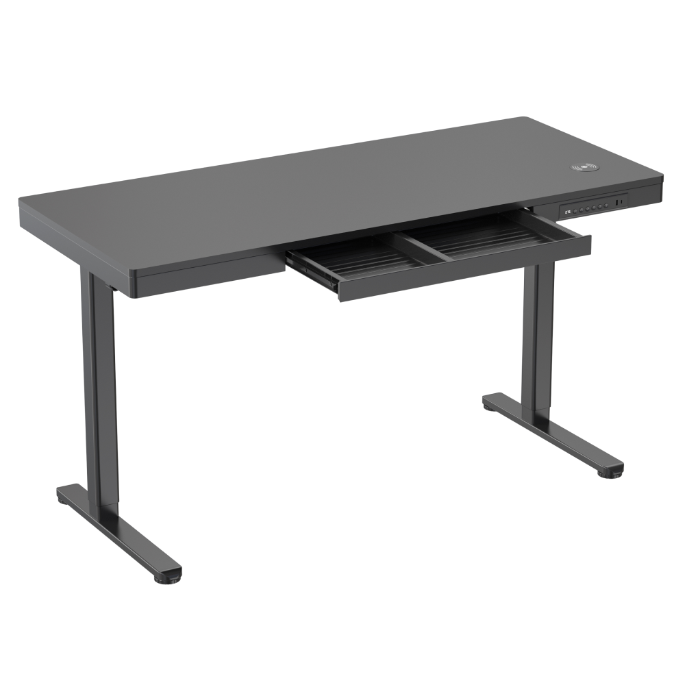 Ergolux Electric Standing Desk with Drawer 140 x 60cm (Black/Black)