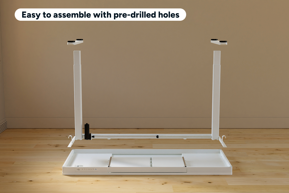 Ergolux Electric Standing Desk with Drawer 140 x 60cm (White/White)