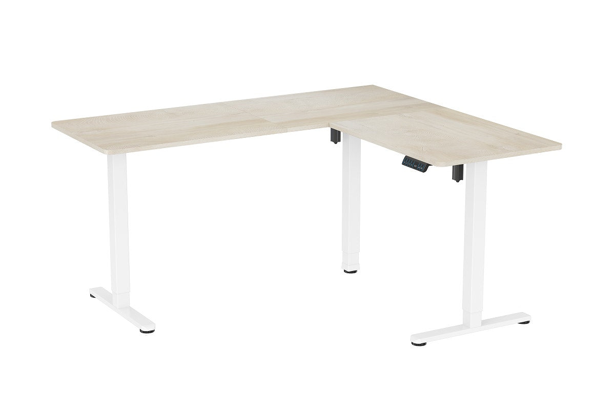 Ergolux Electric L-Shaped Dual-Motor Standing Desk 160 x 140cm (Oak/White)