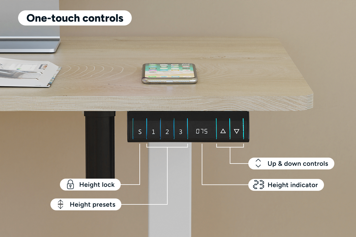Ergolux Electric L-Shaped Dual-Motor Standing Desk 160 x 140cm (Oak/White)