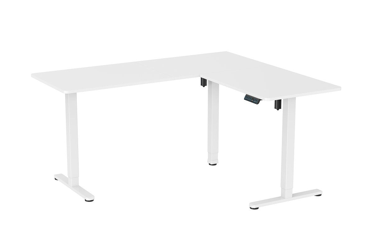 Ergolux Electric L-Shaped Dual-Motor Standing Desk 160 x 140cm (White/White)