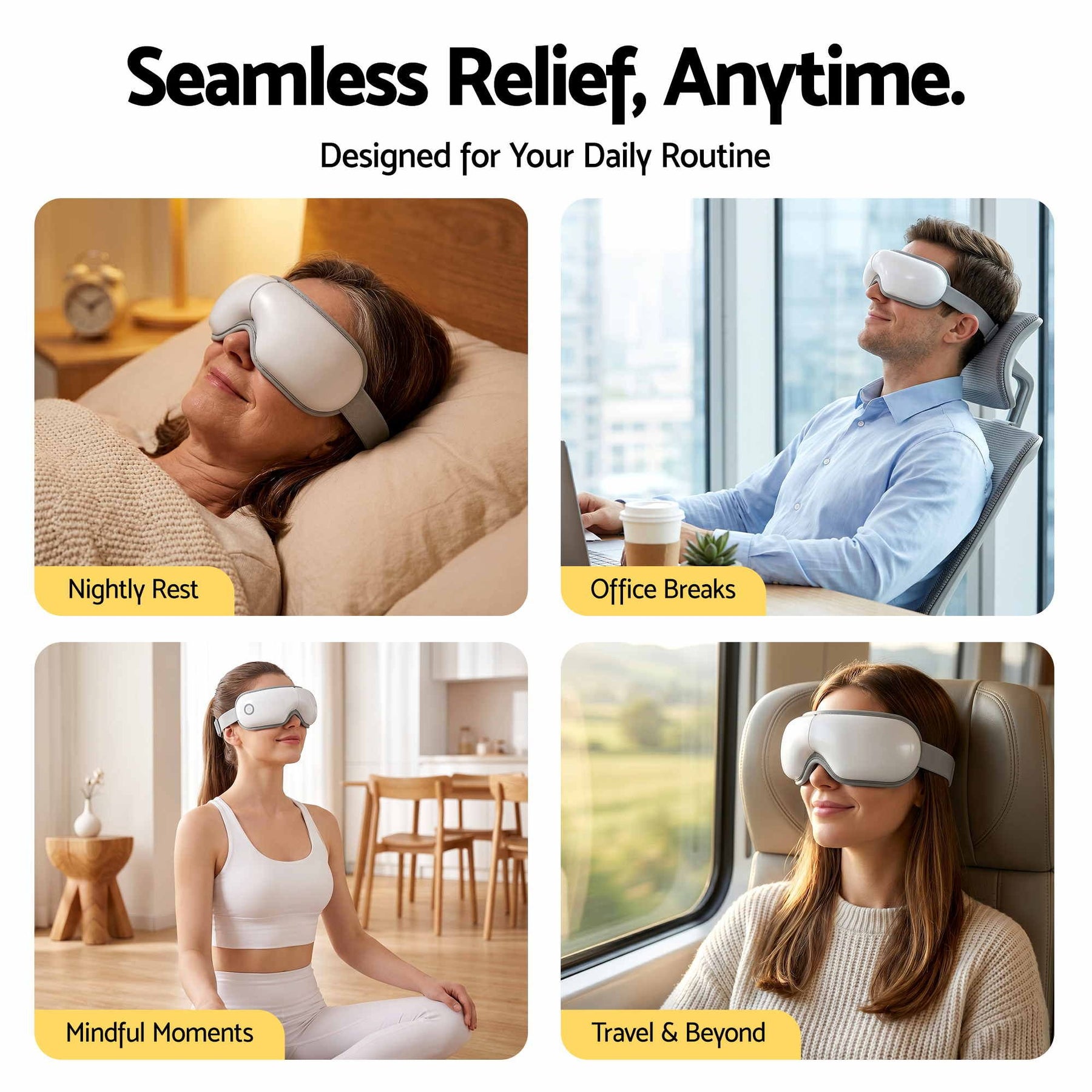 Livemor Foldable Heated Eye Massager with Bluetooth Air Compression and Vibration