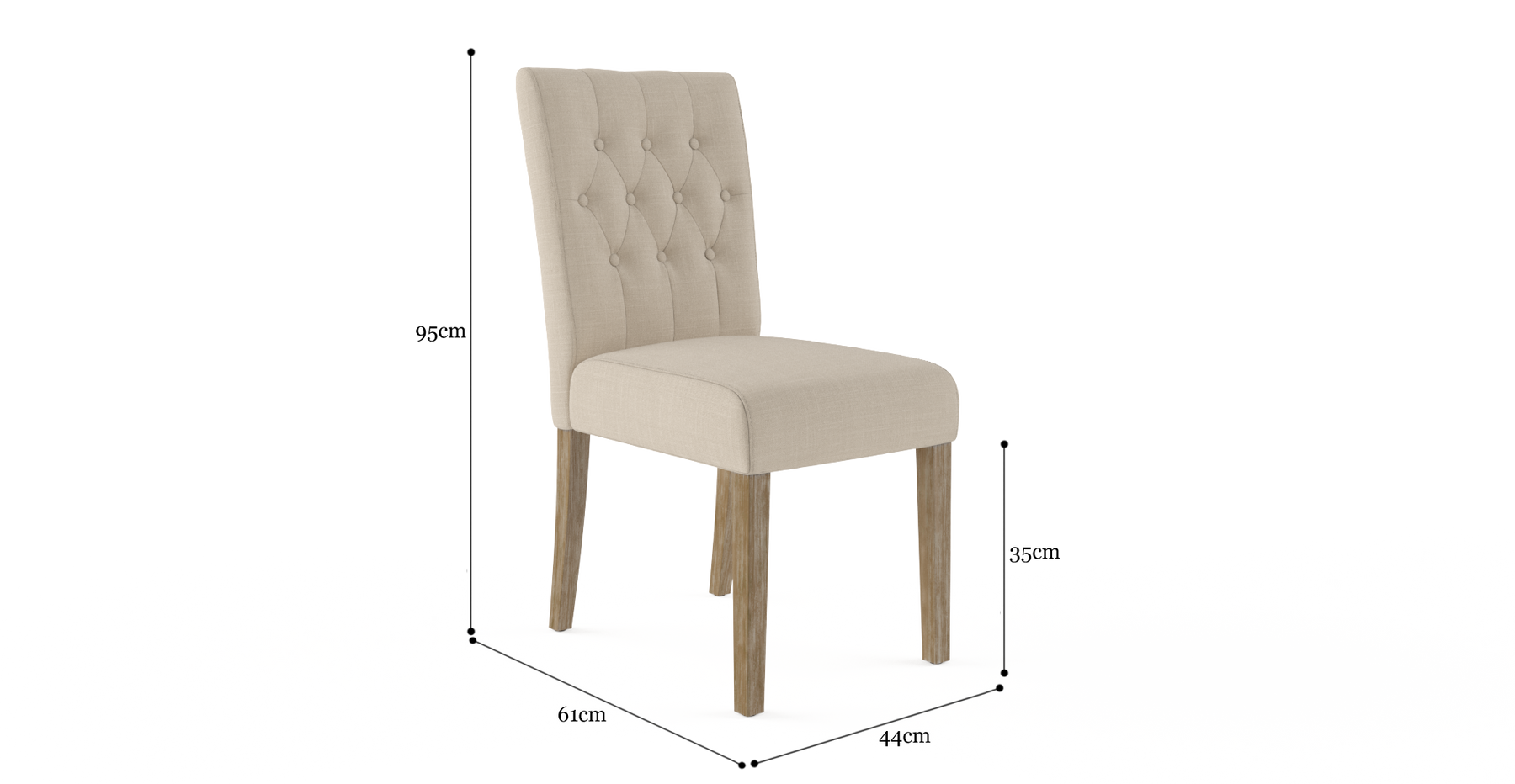 Set of 2 Brosa Espen Dining Chairs (French Beige/Wire Brushed)