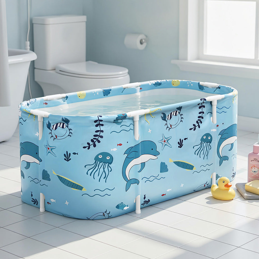 Weisshorn Foldable Bathtub 114x62cm Blue - Extra-Large, Insulated, Inflatable Pillow - SuperSaverAU - view 5