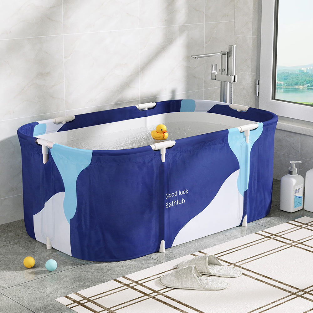 Weisshorn Foldable Bathtub 114x62cm Navy Blue - Extra-Large, Insulated, Inflatable Pillow - SuperSaverAU - view 7