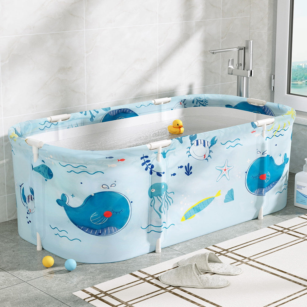 Weisshorn Foldable Bathtub 134x65cm Blue with Inflatable Pillow & Drain Pipe - SuperSaverAU - view 5