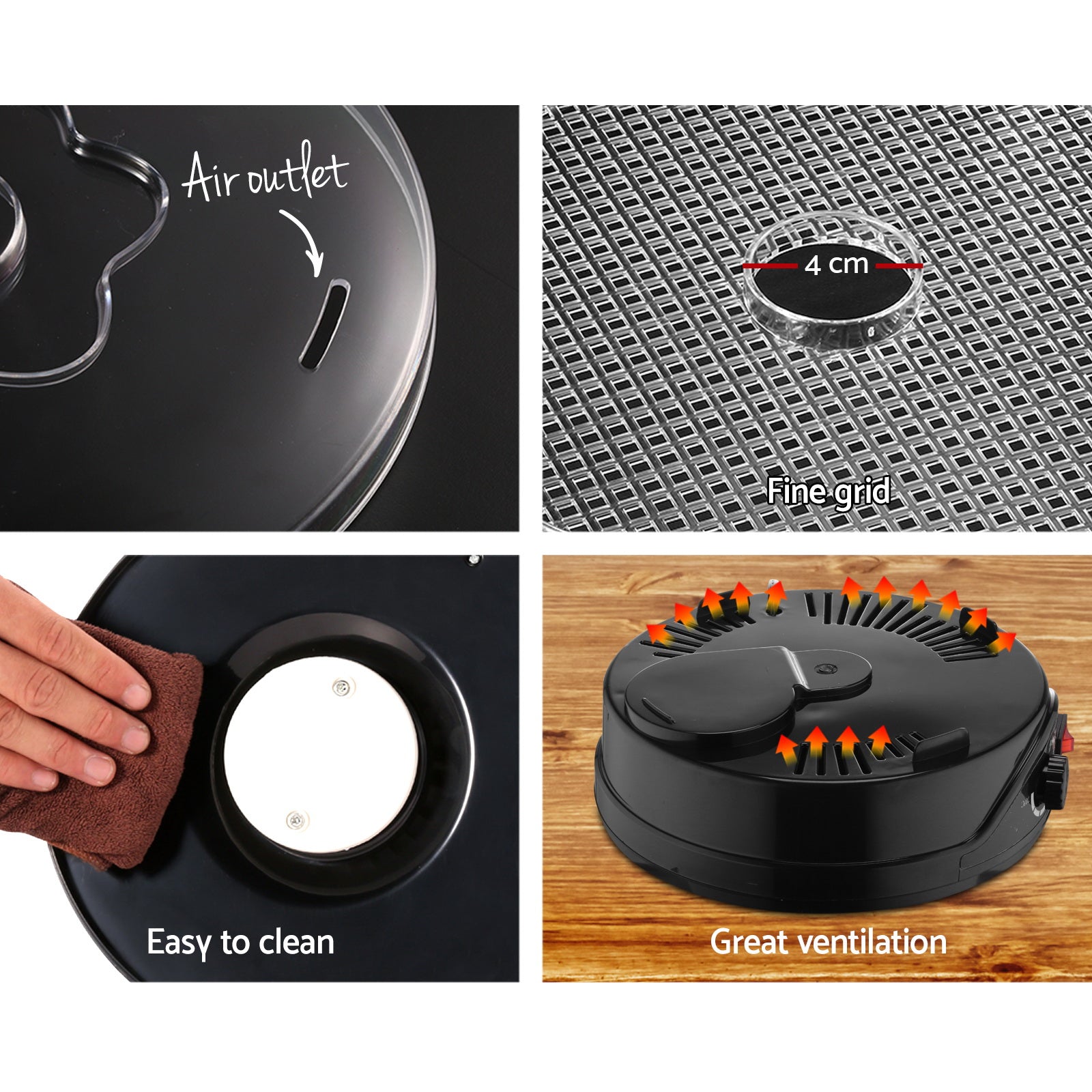 Devanti 5 Tray Food Dehydrator Fruit & Jerky Dryer - Black