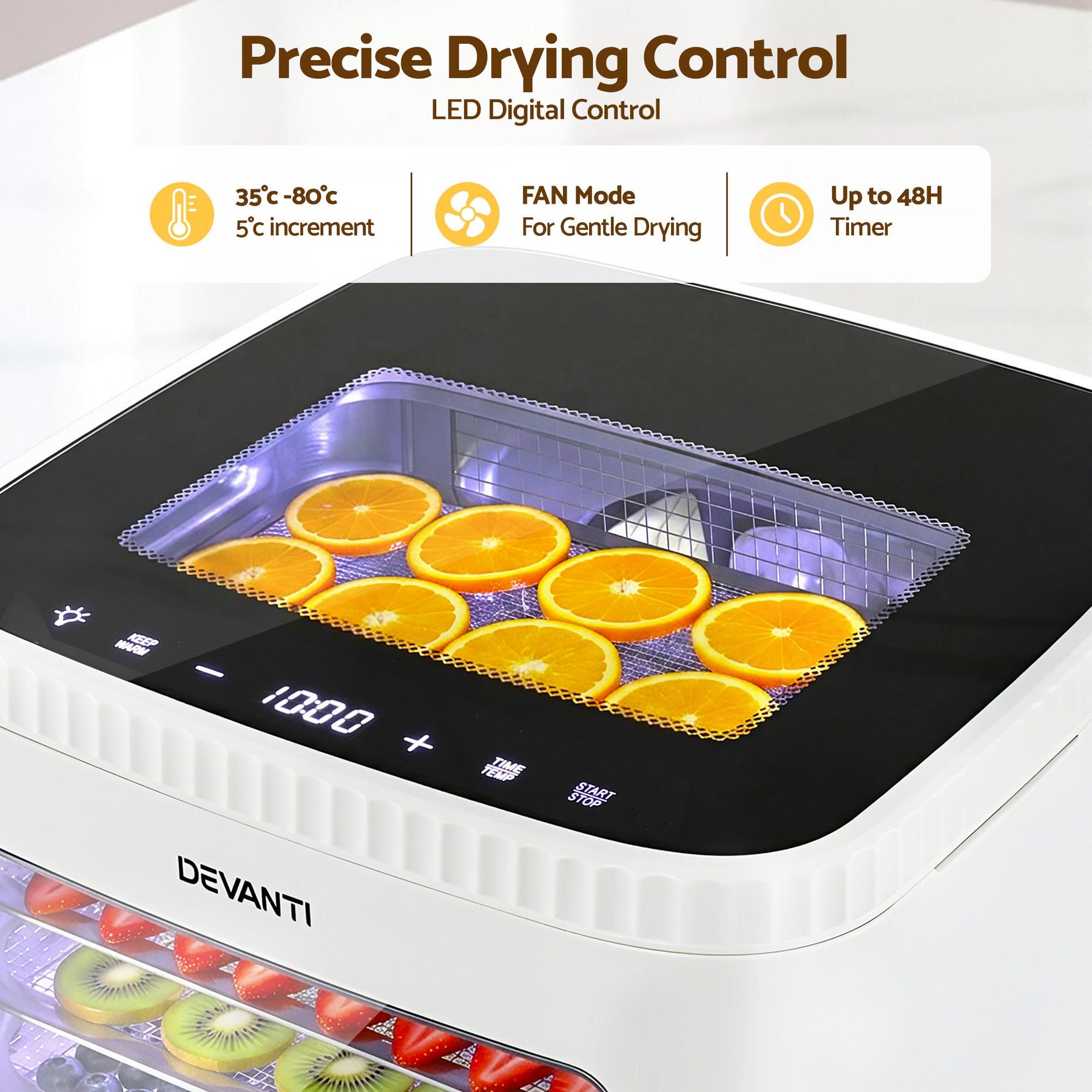 Devanti 5 Tray Mini Food Dehydrator Machine - White