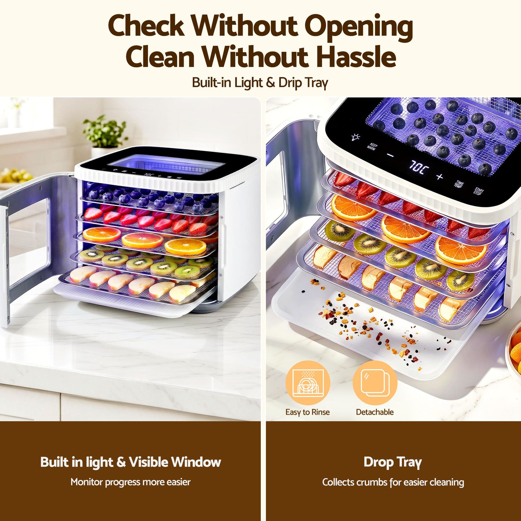 Devanti 5 Tray Mini Food Dehydrator Machine - White