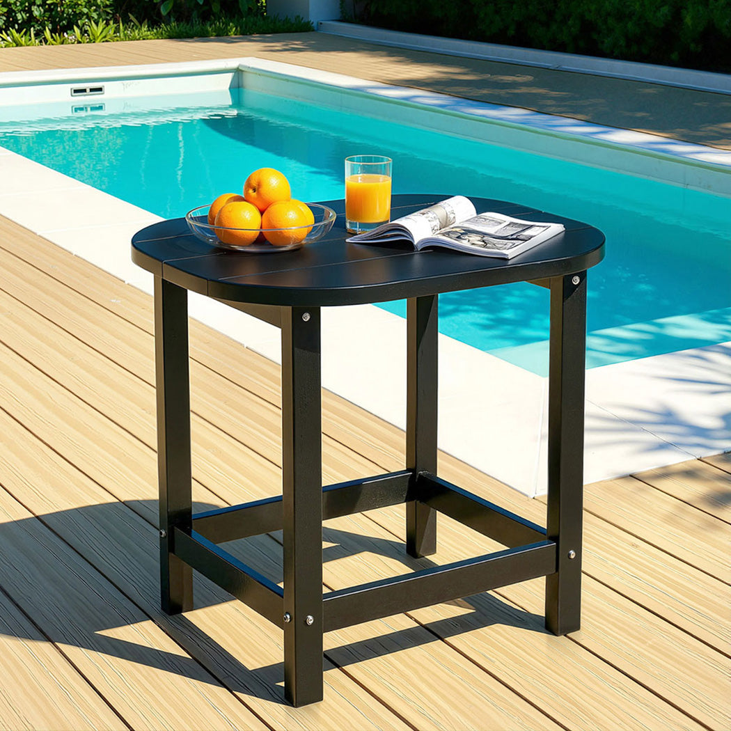 Gardeon Black HDPE Outdoor Coffee Side Table 47.5cm Patio Garden Desk 91kg Capacity