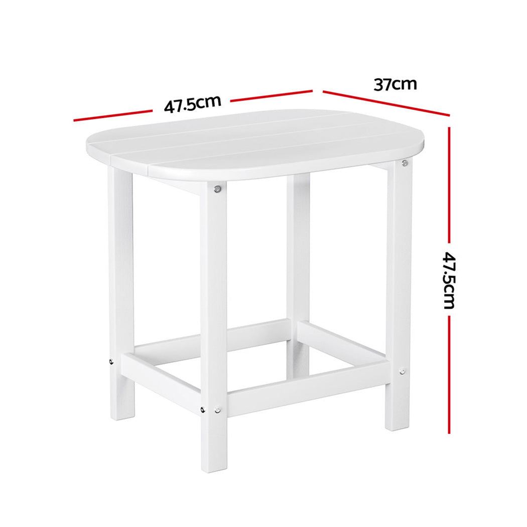 Gardeon White HDPE Outdoor Coffee Side Table 47.5cm Patio Garden Desk 91kg Capacity