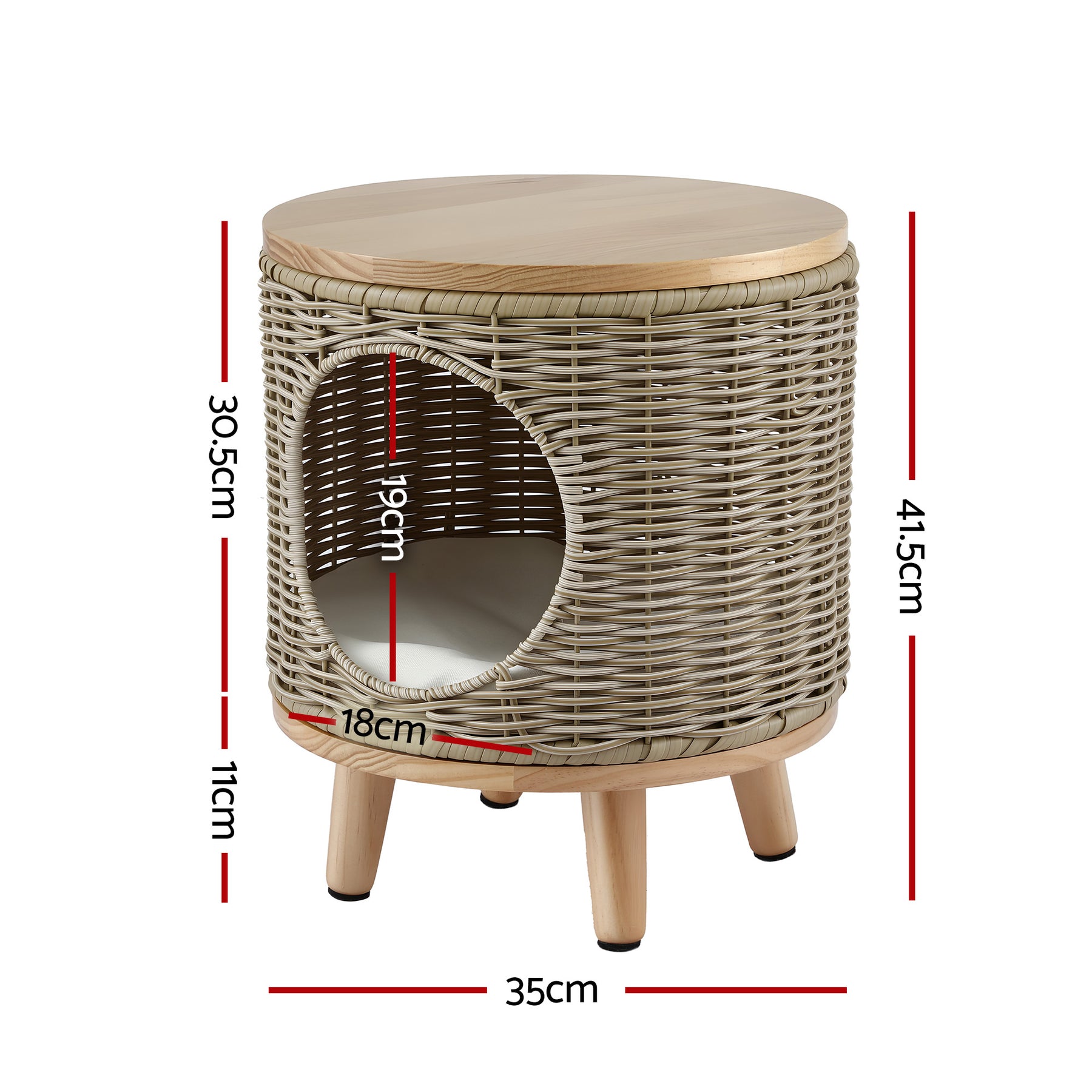 Gardeon Coffee Side Table Wicker Steel Desk Pet Bed Storage Outdoor Furniture - SuperSaverAU - view 2