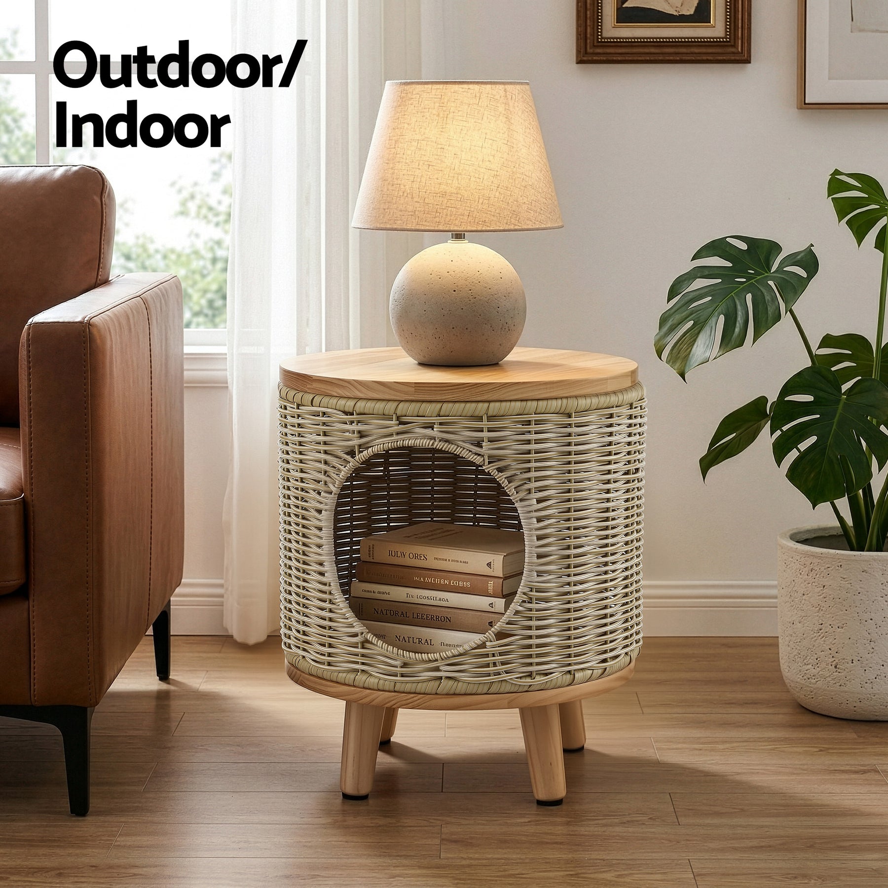 Gardeon Coffee Side Table Wicker Steel Desk Pet Bed Storage Outdoor Furniture - SuperSaverAU - view 6