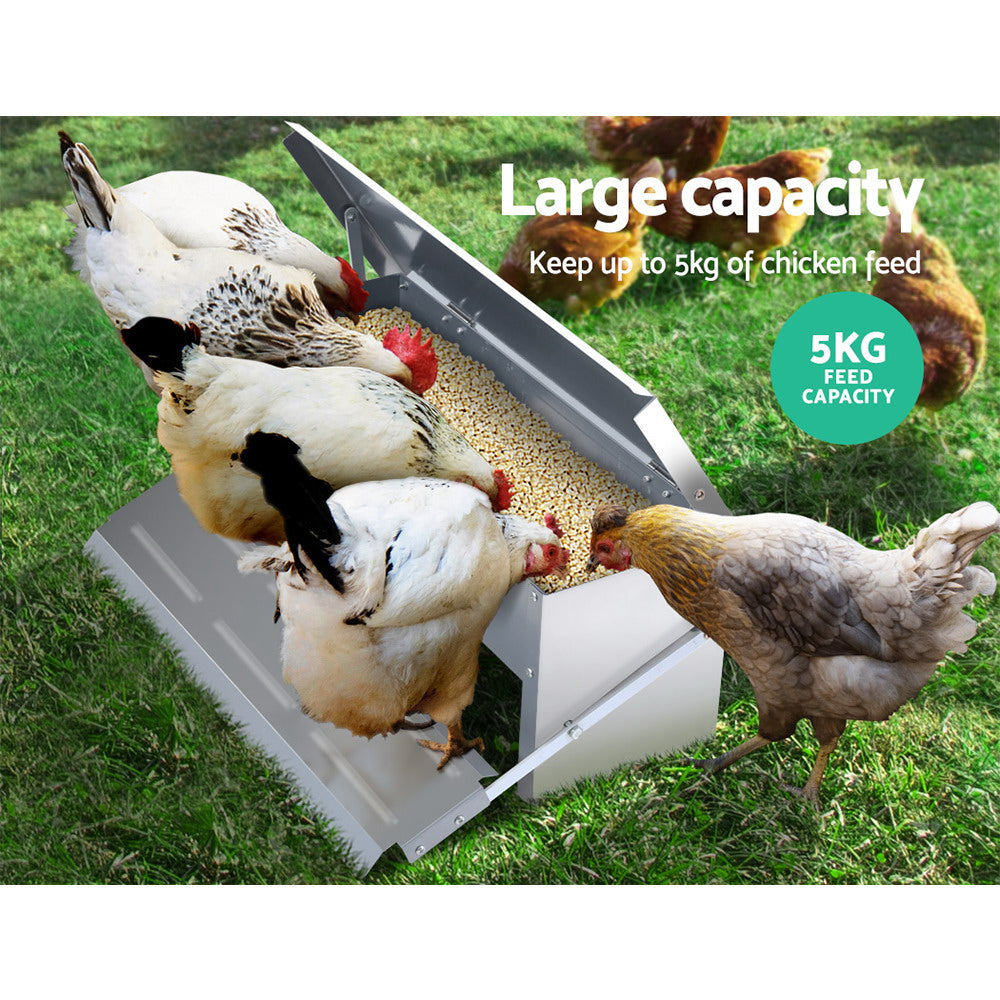 Giantz 5KG Automatic Chicken Feeder - Rust-Proof, Weight-Operated Lid - SuperSaverAU - view 6