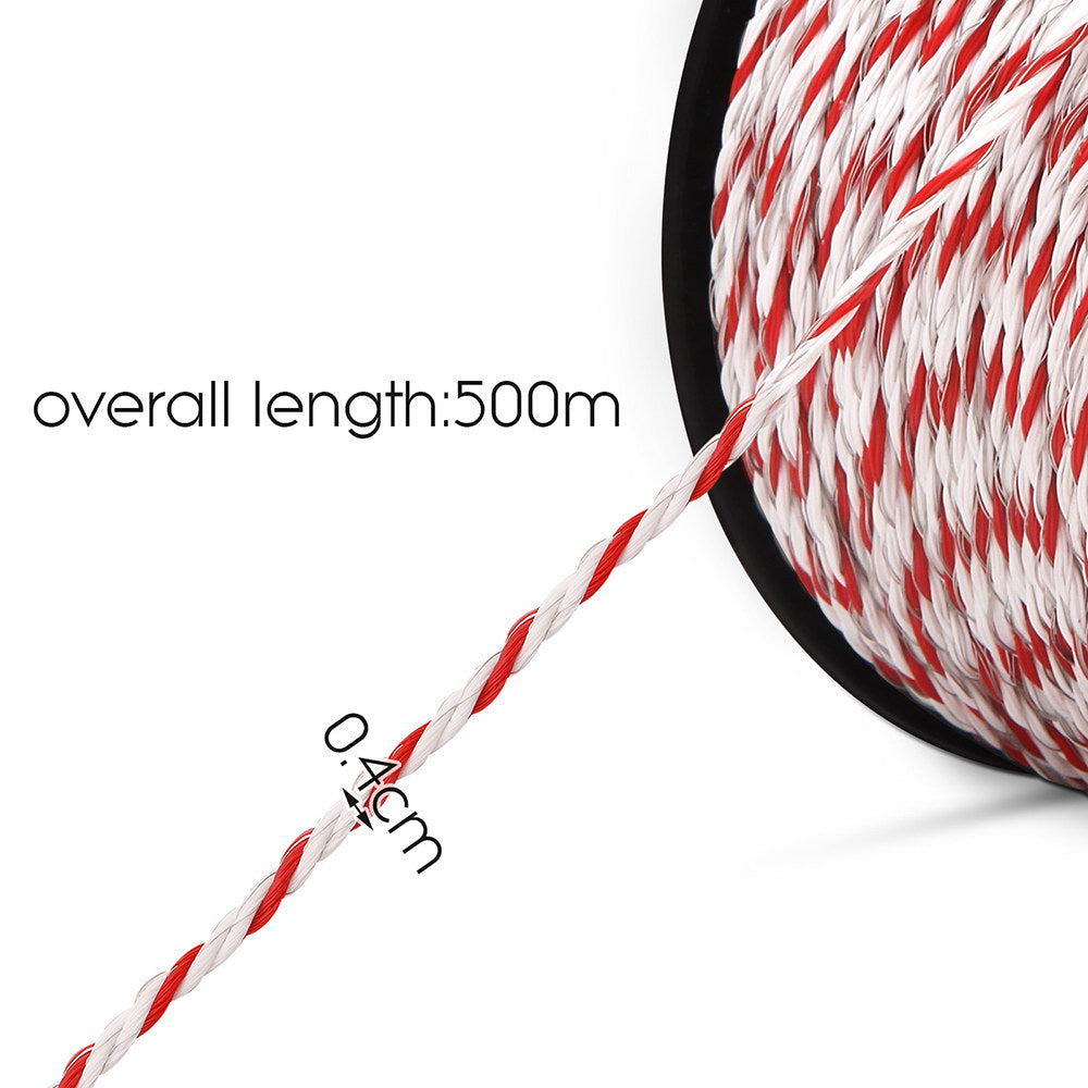 Giantz Electric Fence Poly Rope with Stainless Steel Strands - 500m