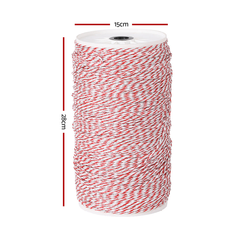 Giantz Electric Fence Poly Wire UV Treated Red & White - 1000m