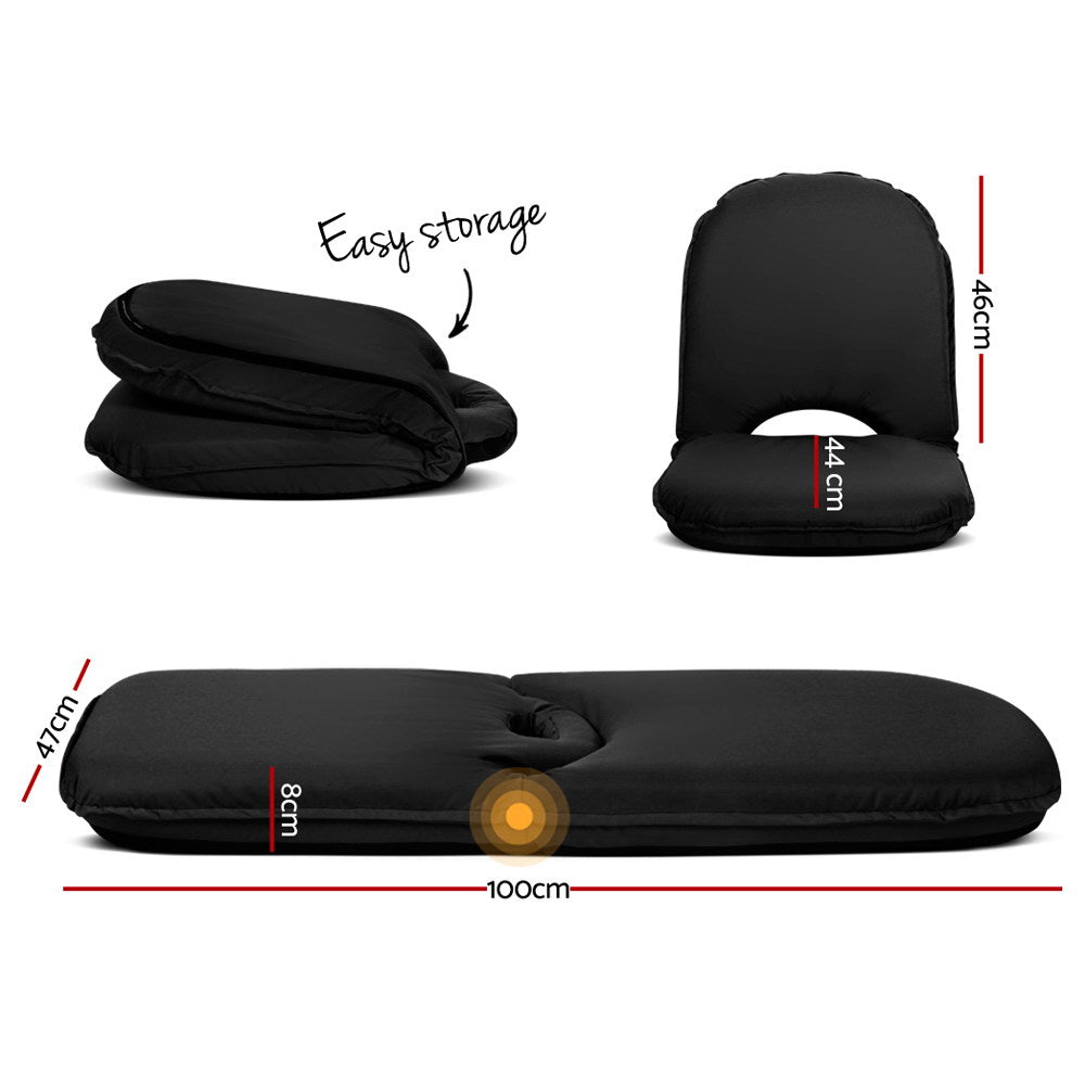 Artiss Floor Lounge Sofa Chair with Adjustable & Foldable Design - Black - SuperSaverAU - view 2