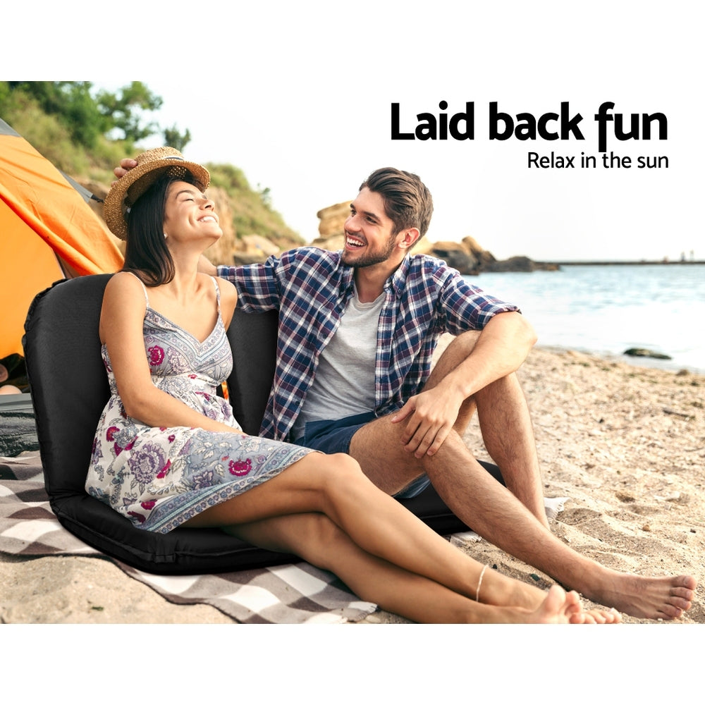 Artiss Floor Lounge Sofa Chair with Adjustable & Foldable Design - Black - SuperSaverAU - view 4