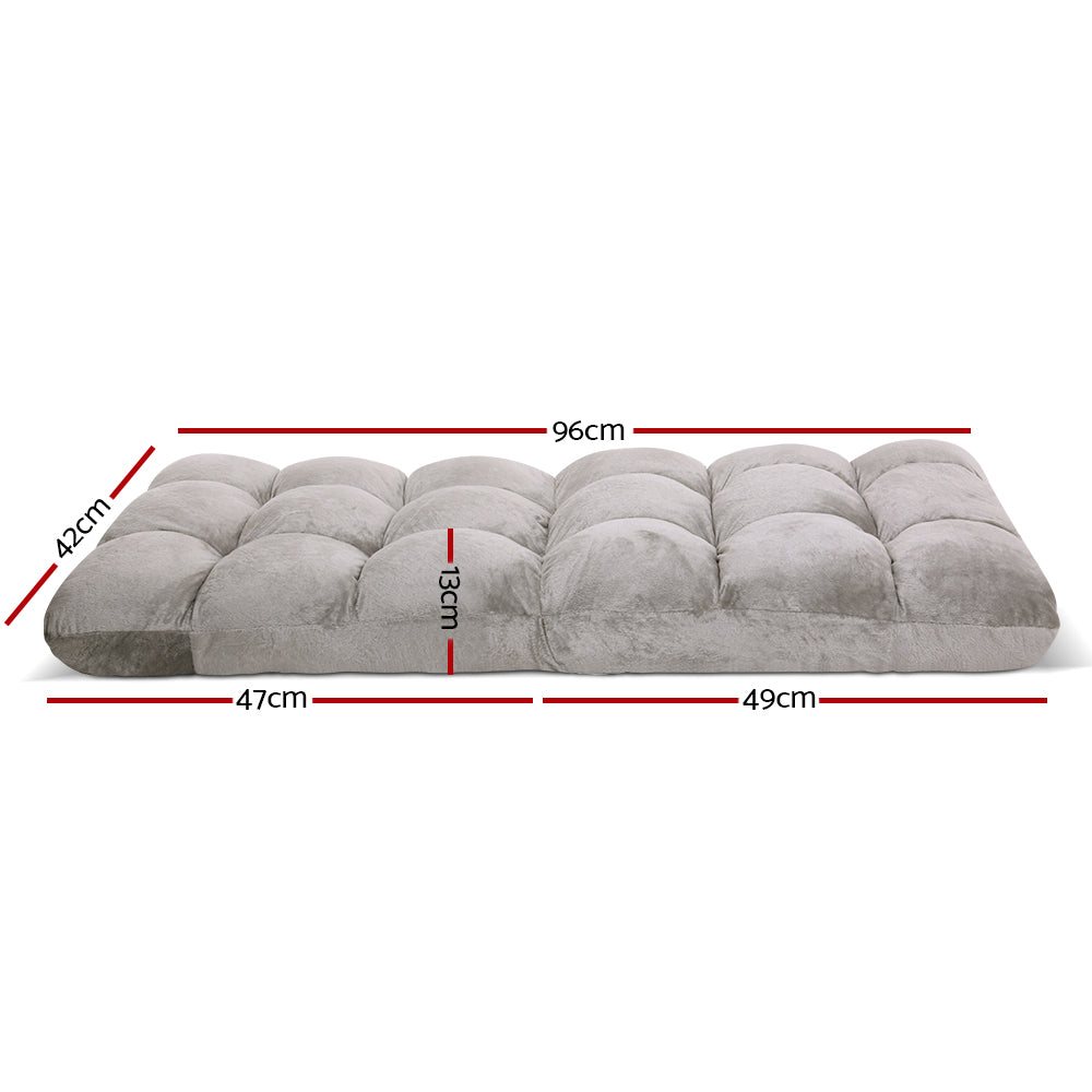Artiss Lounge Sofa Bed Flannel Fabric Grey - SuperSaverAU - view 2