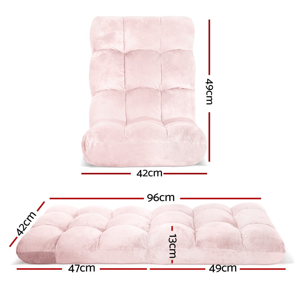Artiss Adjustable Lounge Sofa Chair, Pink, 14 Positions, Flannel Fabric, 96cm x 42cm x 13cm - SuperSaverAU - view 1