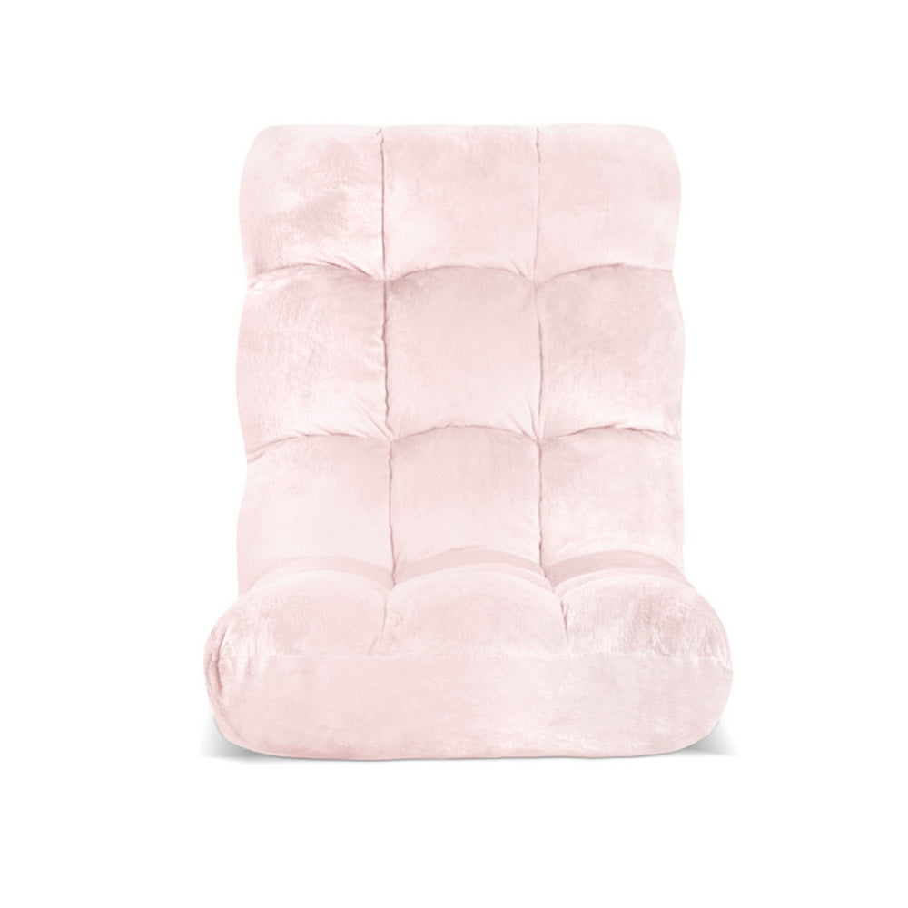 Artiss Adjustable Lounge Sofa Chair, Pink, 14 Positions, Flannel Fabric, 96cm x 42cm x 13cm - SuperSaverAU - view 2