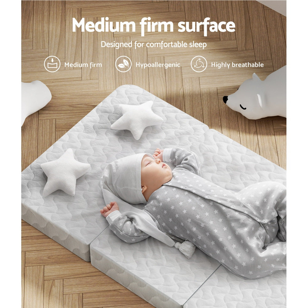 Giselle Bedding Foldable Foam Mattress - Portable Baby Cot Bed, White - SuperSaverAU - view 5