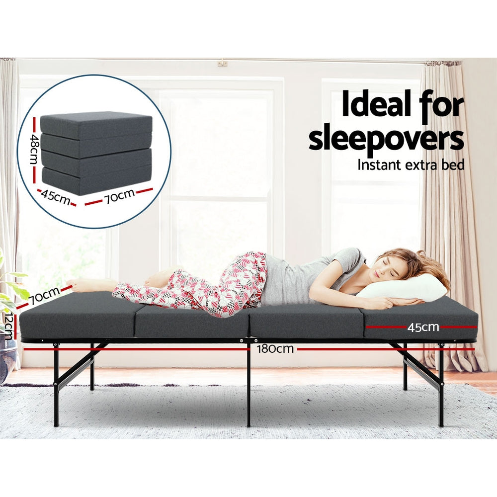 Giselle Bedding Foldable Mattress Folding Foam Single Grey - SuperSaverAU - view 2
