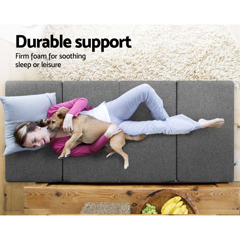 Giselle Bedding Foldable Mattress Folding Foam Single Grey - SuperSaverAU - view 4