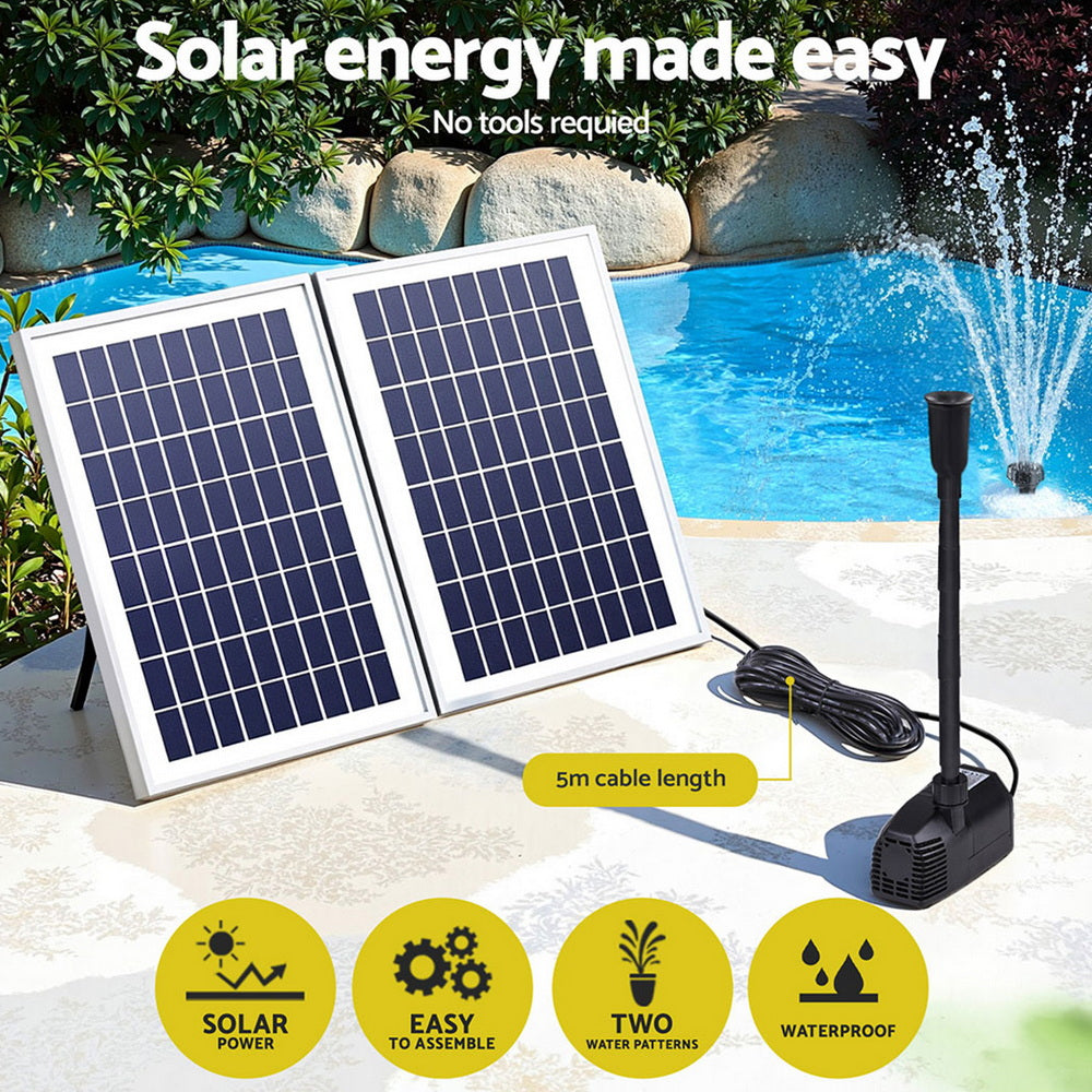 Gardeon Solar Pond Pump Kit with 2 Panels, 1600L/H - SuperSaverAU - view 4