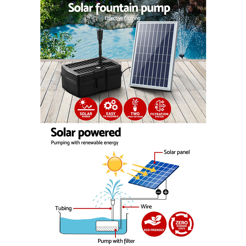 Gardeon Solar Fountain Pump 800L/H with Submersible Filter & 5m Cable - SuperSaverAU - view 3